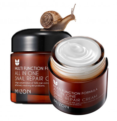 Восстанавливающий крем для лица с фильтратом слизи улитки MIZON  All In One Snail Repair Cream 75 мл купить в Украине 2