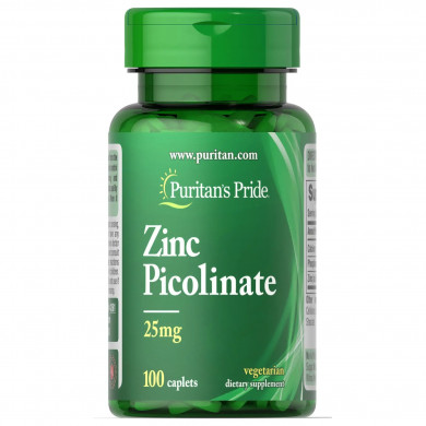 Цинк піколінат Puritan's Pride Zinc Picolinate 25 мг 100 каплет купити в Україні