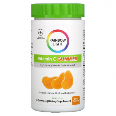 Вітамін С зі смаком мандарину та апельсина Rainbow Light Gummy Vitamin C Slices 90 жувальних таблеток купити в Україні