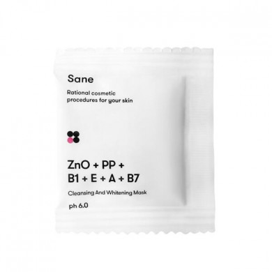 Очищающая и осветляющая маска для лица с цинком и витаминами Sane ZnO + PP + B1 + E + A + B7 Cleansing And Whitening Mask 3 мл купить в Украине