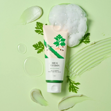Заспокійлива очищуюча пінка з морським полином ROUND LAB Mugwort Calming Cleanser 150 мл купити в Україні 3
