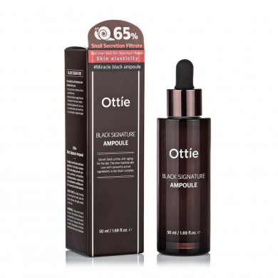 Антивозрастная сыворотка с муцином черной улитки,Ottie, Black Signature Ampoule, 50 мл купити в Україні Антивозрастная сыворотка с муцином черной улитки,Ottie, Black Signature Ampoule, 50 мл купити в Україні