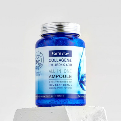 Многофункциональная сыворотка с коллагеном и гиалуроновой кислотой FarmStay Collagen & Hyaluronic Acid All In One Ampoule 250 мл купить в Украине 2
